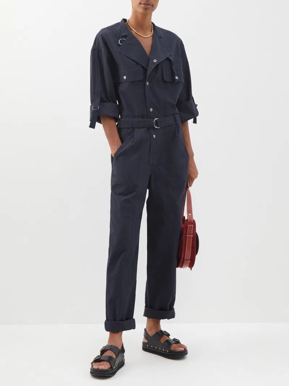 Isabel Marant Étoile Kendra Belted Utility Jumpsuit - Faded Night Navy